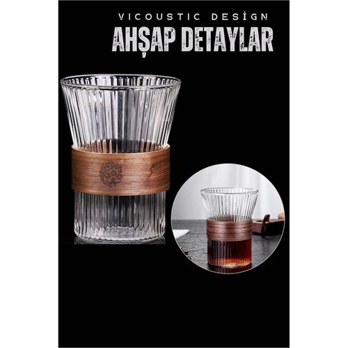 Tekno-Firsat 4 ADET Ahşap Detaylı Bardak Vicoustic Design 718279 Toptan Paket