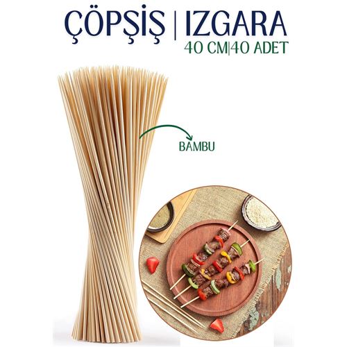 Tekno-Firsat Izgara Çöp Şiş Çubukları 40 cm Bambu 40 Adet