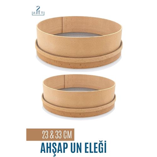 Tekno-Firsat Ahşap Un Eleği 23 ve 33 CM 2 li Set