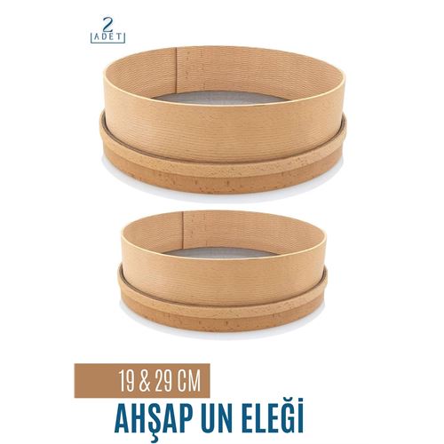Tekno-Firsat Ahşap Un Eleği 19 ve 29 CM 2 li Set