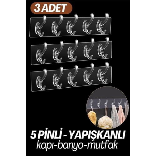 Tekno-Firsat 5 Pinli Yapışkanlı Askı Xenoty Design 3 lü SET