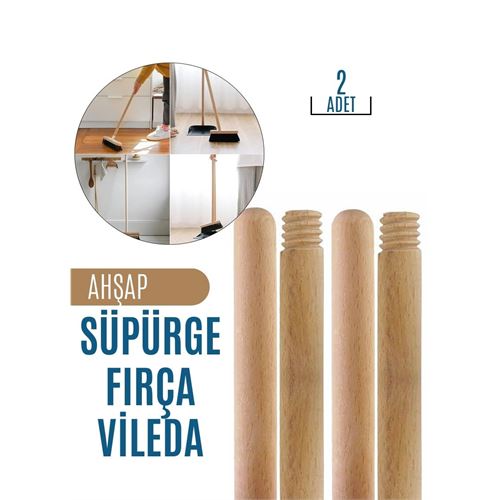 Tekno-Firsat 2 li SET Ahşap Mop Süpürge Sapı Griselda Design