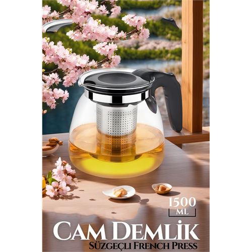 Tekno-Firsat 1500 Ml Süzgeçli French Press Cam Demlik 719021