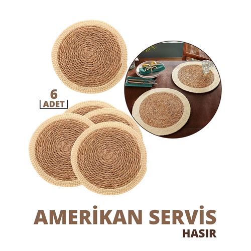 Tekno-Firsat Hasır Amerikan Servis 6 lı Set Millan Loya Design