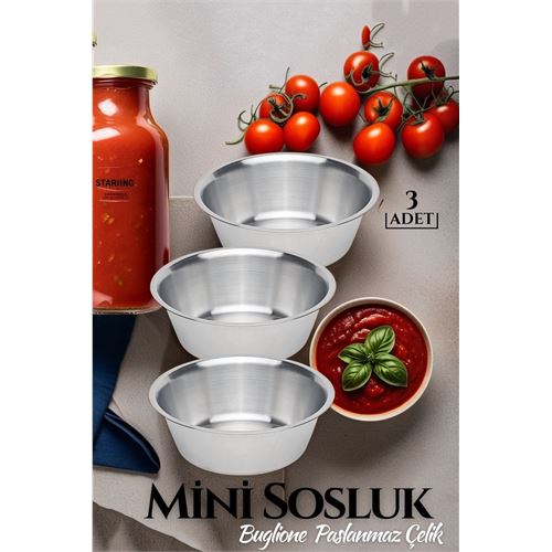 Tekno-Firsat Paslanmaz Çelik Mini Sos Kasesi 3 lü SET