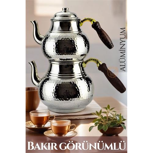 Tekno-Firsat Çaydanlık Seti Bakır Görünümlü Alüminyum 750+1600 ML