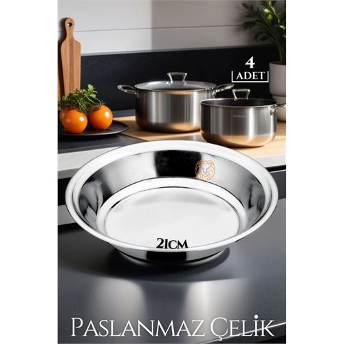 Tekno-Firsat 21 cm 4 LÜ Tabak Seti Paslanmaz Çelik B.Caprio Design