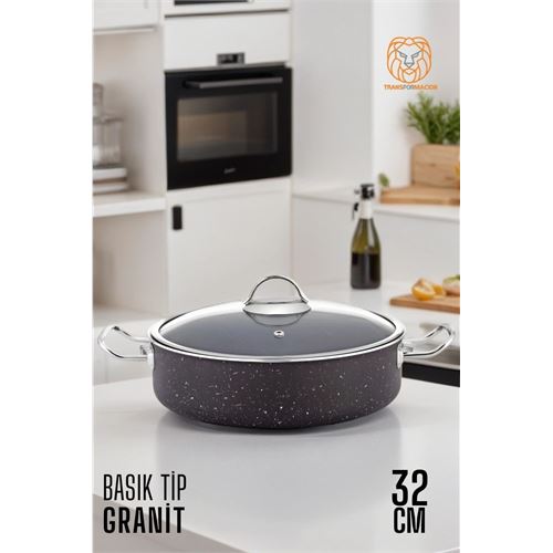 Tekno-Firsat Granit Döküm Basık Tencere 32 cm