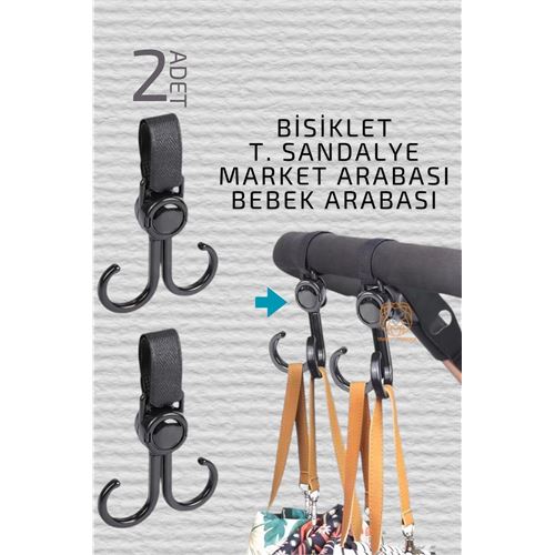 Tekno-Firsat Bebek Arabası Askısı Market Arabası Bisiklet T.Sandalye Askısı 2 ADET